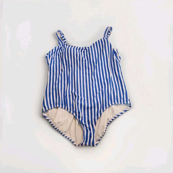 NWT Time & Tru Women’s Sz 3X Blue White Stripe One-Piece Padded Swimsuit NWT - Picture 3 of 6